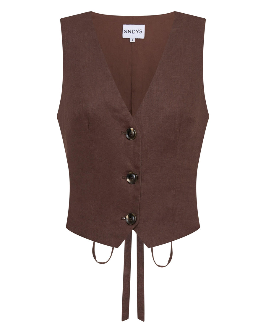 SNDYS - ALLEGRA LINEN VEST (CHOCOLATE)