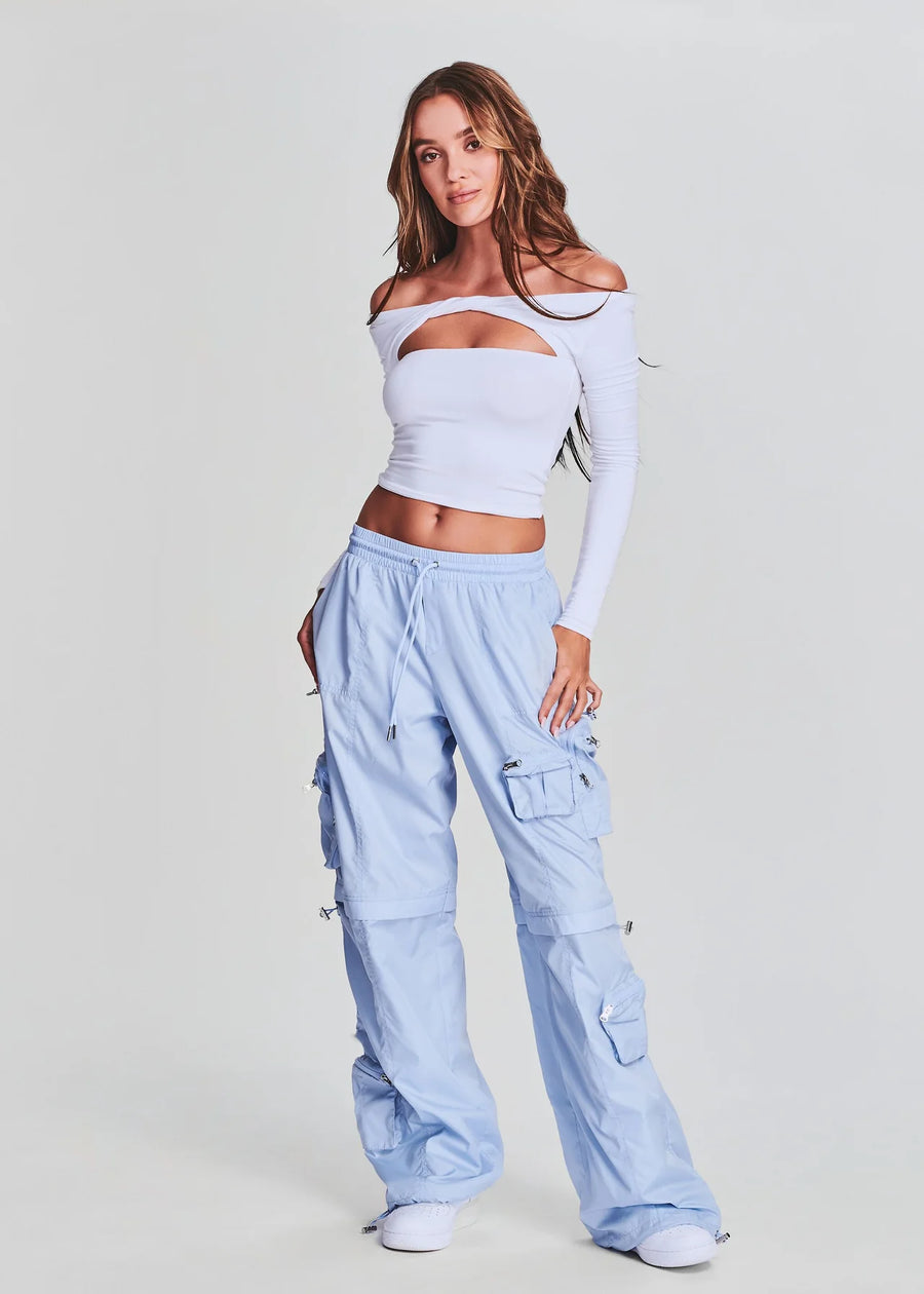 SEROYA - ALBA RUCHED CARGO PANT LIGHT BLUE