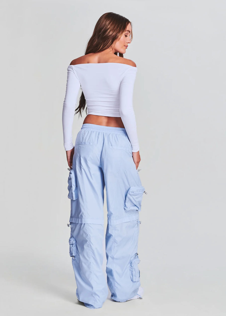 SEROYA - ALBA RUCHED CARGO PANT LIGHT BLUE