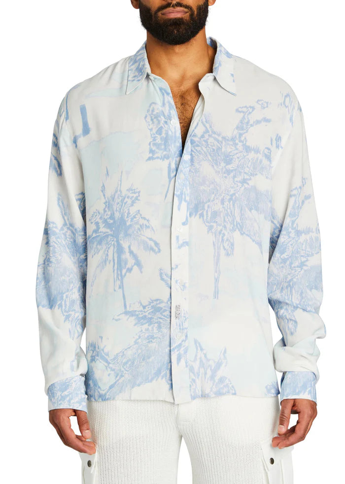 SEROYA - LAWSON BUTTON DOWN BLUE PALM