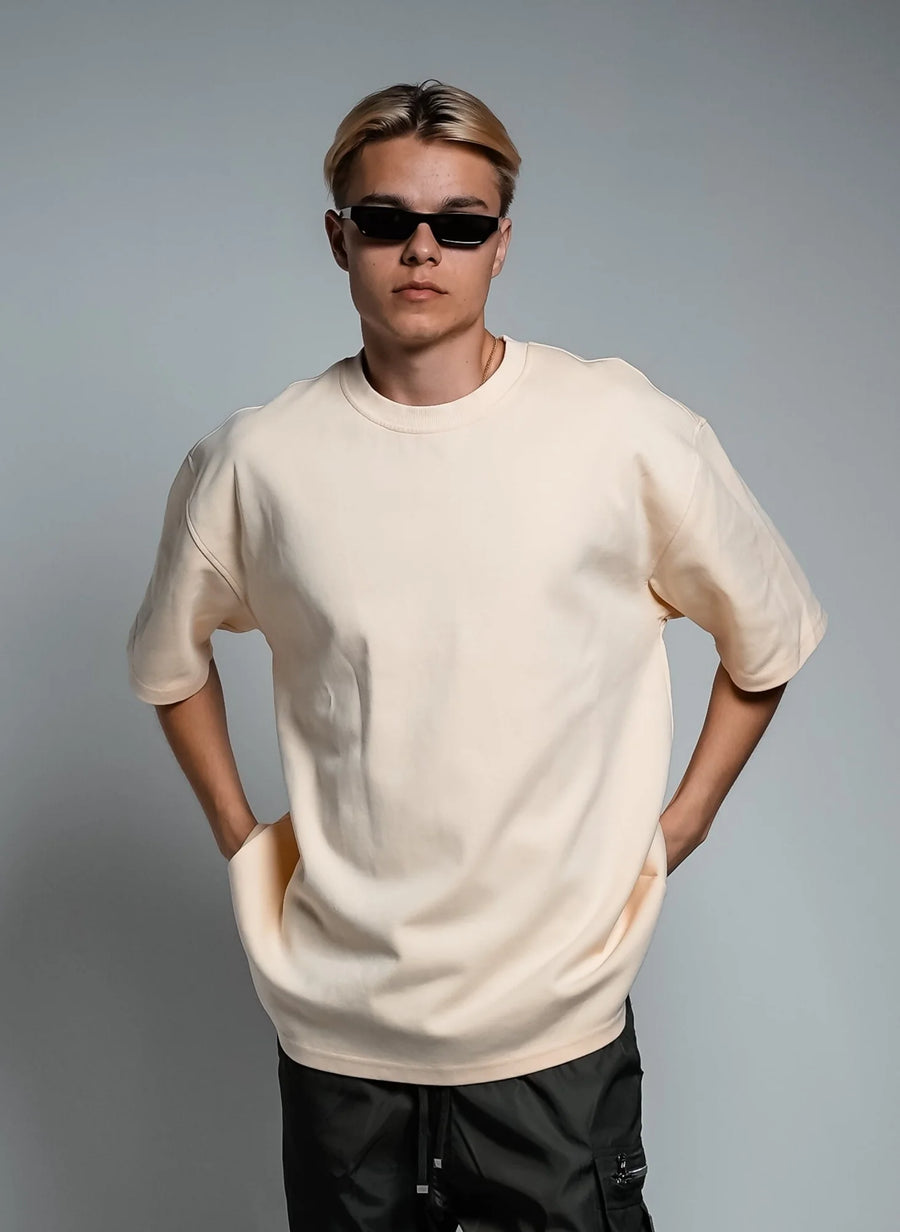 SOLID LUXE OVERSIZED T-SHIRT (CREAM YELLOW)