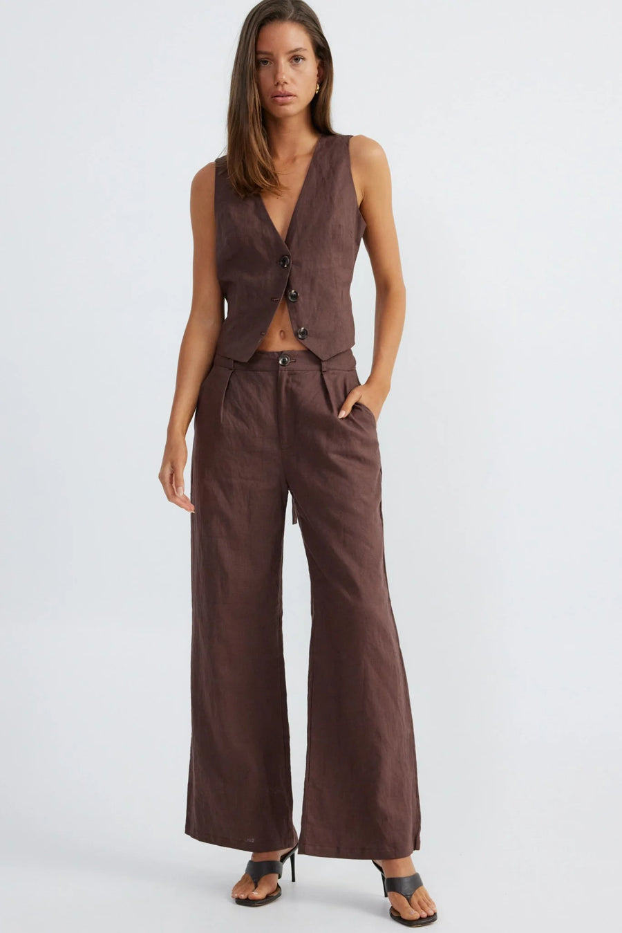 SNDYS - HALE LINEN PANTS (CHOCOLATE)