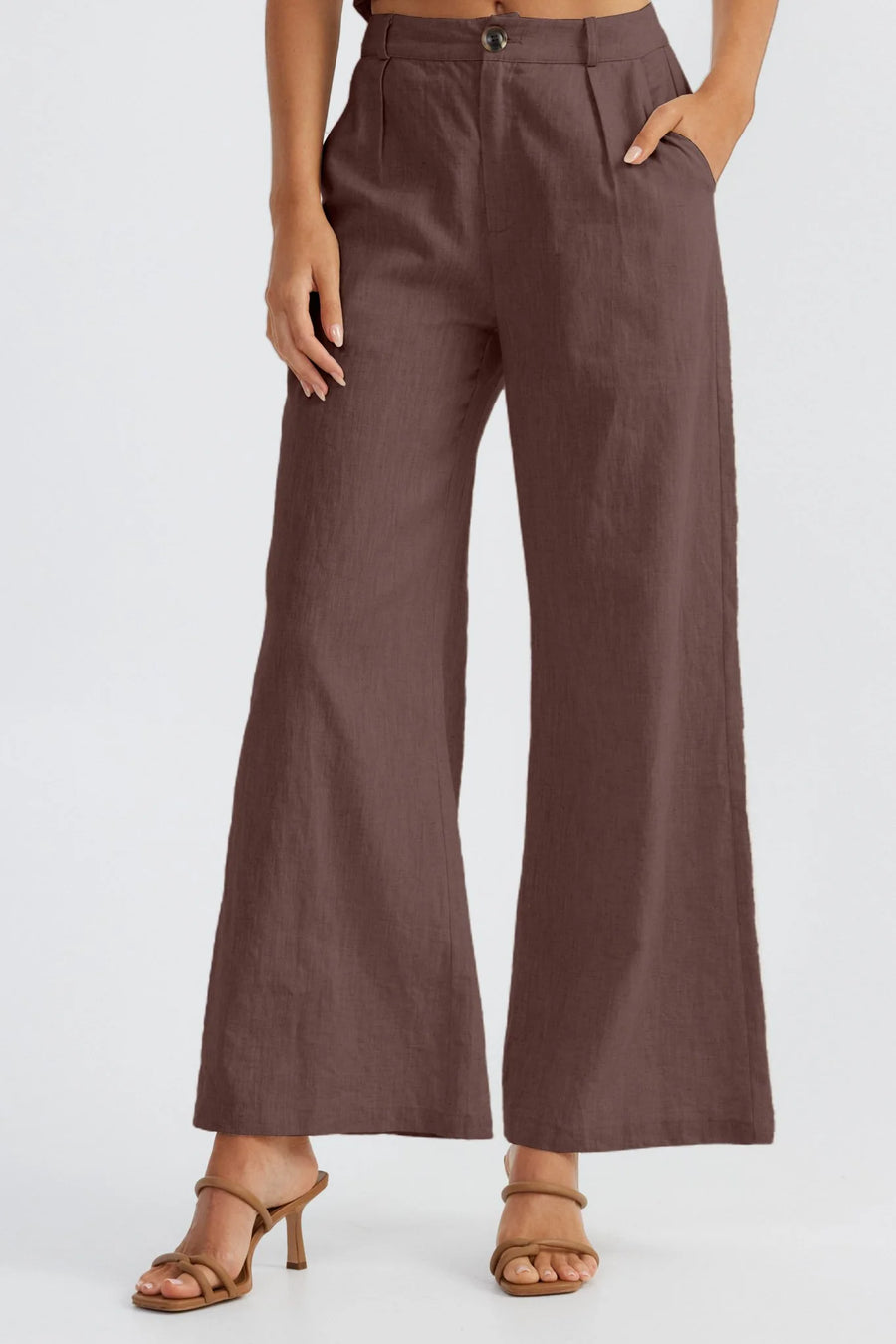 SNDYS - HALE LINEN PANTS (CHOCOLATE)